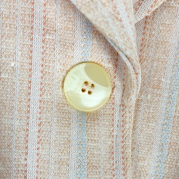 Vintage 70s Women’s Blazer Matching Sleeveless Blouse Set 2 Piece Plaid Peach - Picture 9 of 12